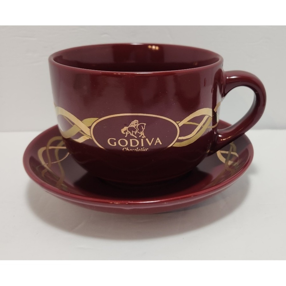 Godiva Chocolatier Coffee, Hot Chocolate, Tea, Soup Mug Burgundy 2008, 16oz
